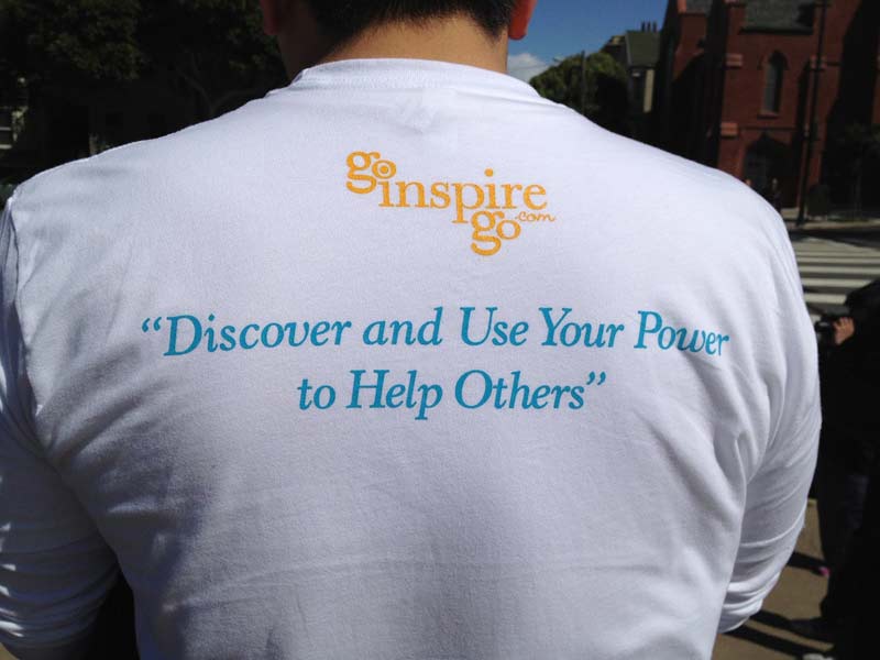 Go Inspire Go t-shirt. "Discover and Use Your Power to Help Others"