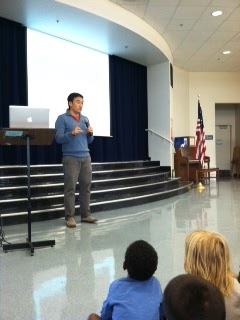 Toan Lam sharing about Community Heroes at Sun Valley Elementary School.