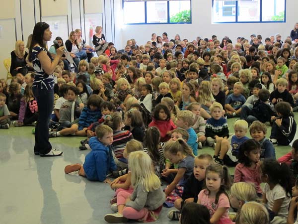 Sun Valley Principal Julie Harris speaking to students.