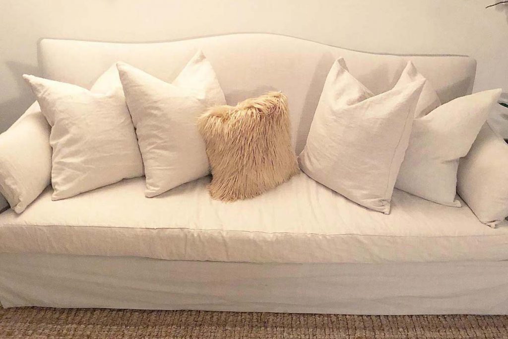 Sofa with custom-designed pillows